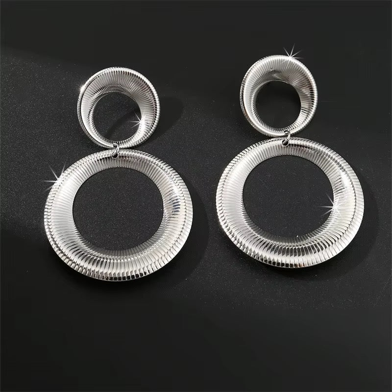 Double hoop stainless steel earring