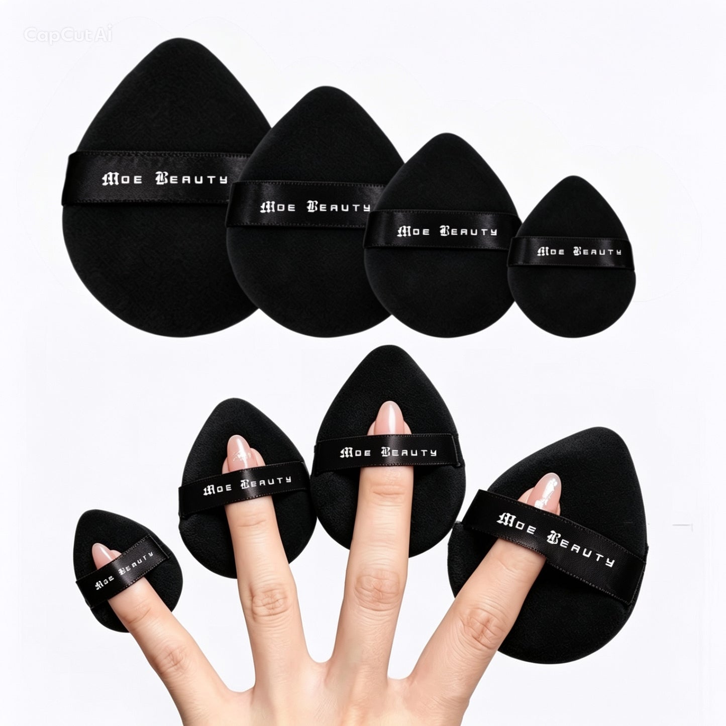 Velvet Drop shaped powder puff ( 4 in 1 set)